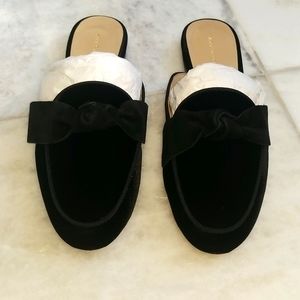 Ann Taylor Black Velvet Mules NIB Size 9